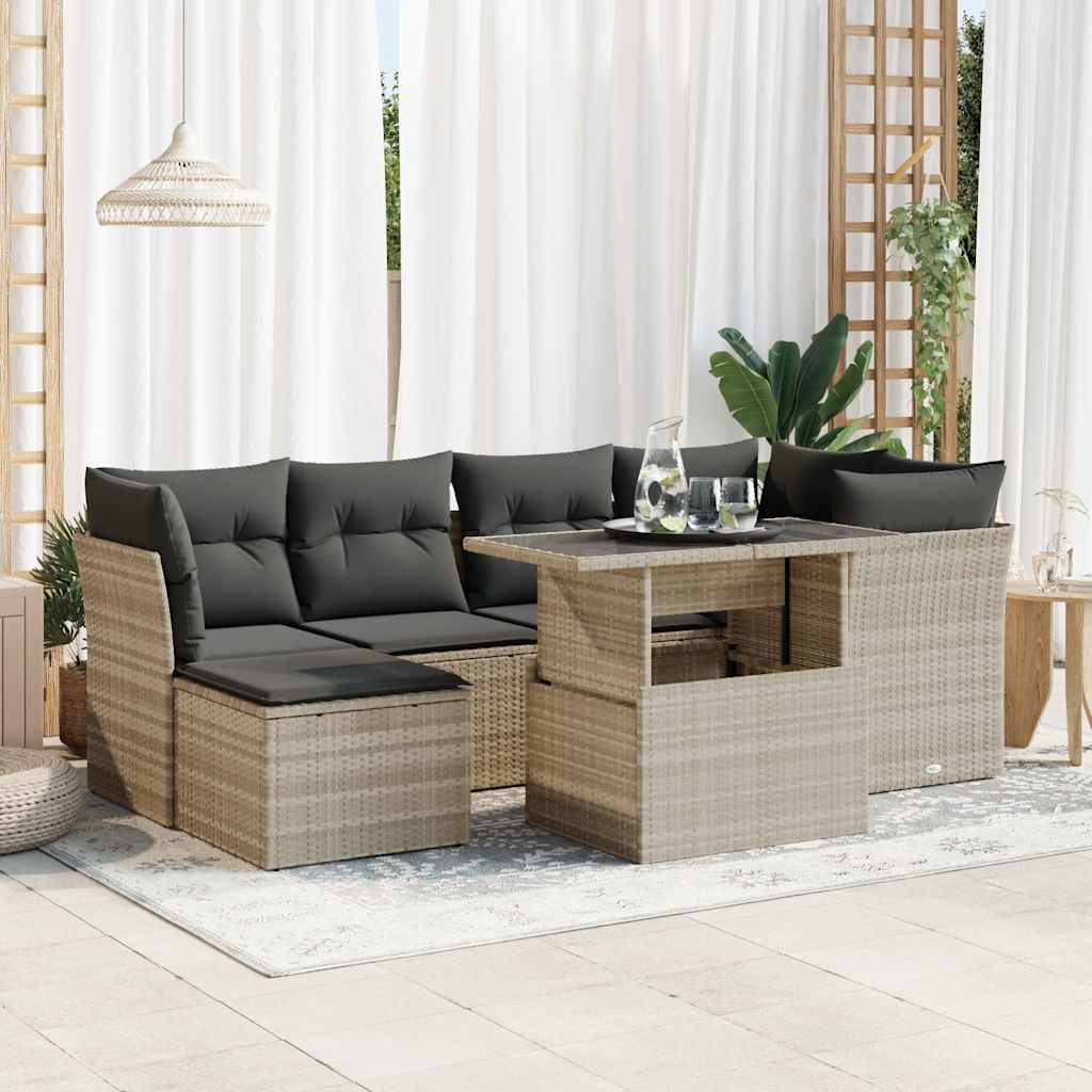 7-dijelni set vrtnih sofa svjetlosivi od poliratana