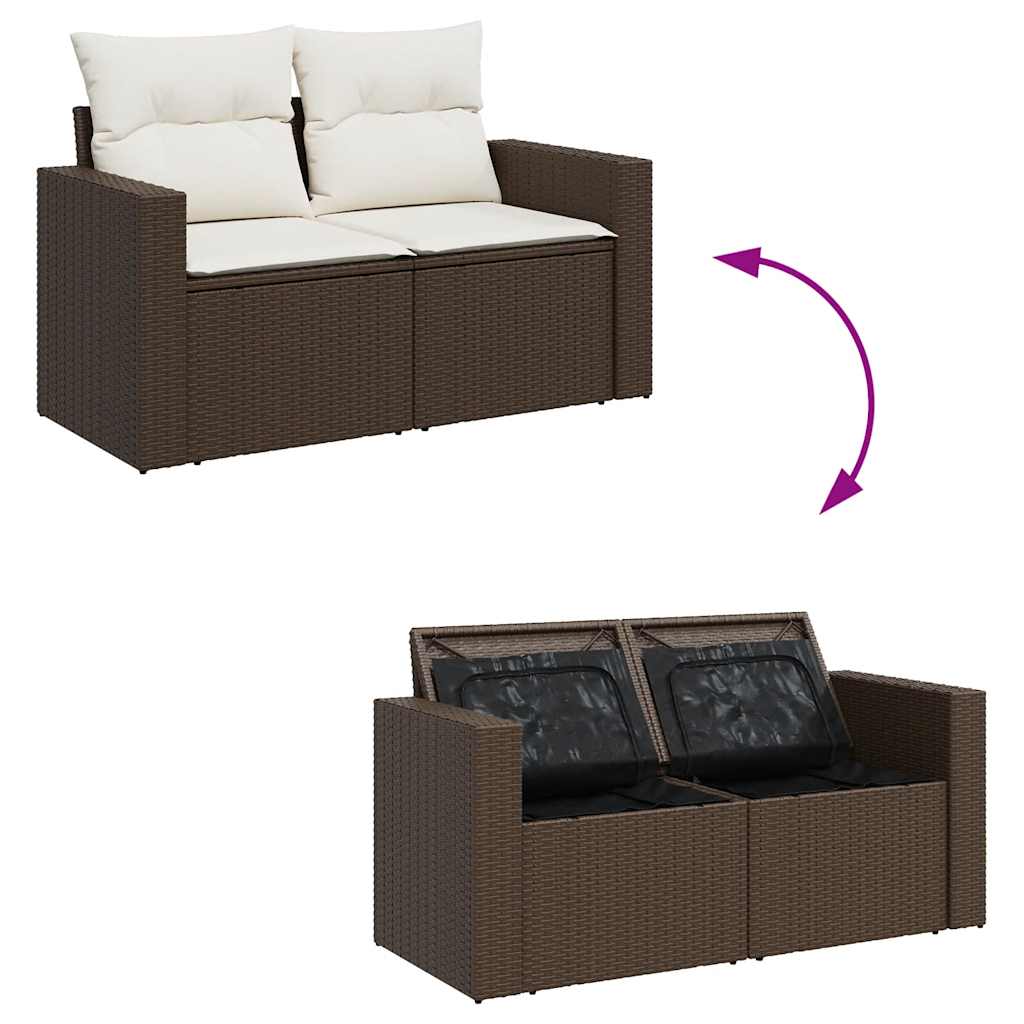 5-dijelni set vrtnih sofa s jastucima poliratan smeđi