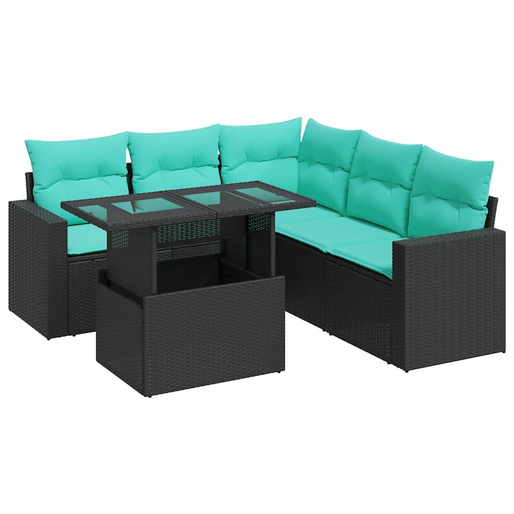 6-dijelni set vrtnih sofa s jastucima crni od poliratana bagrem