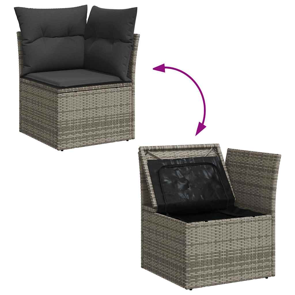 6-dijelni set vrtnih sofa od poliratana s jastucima sivi