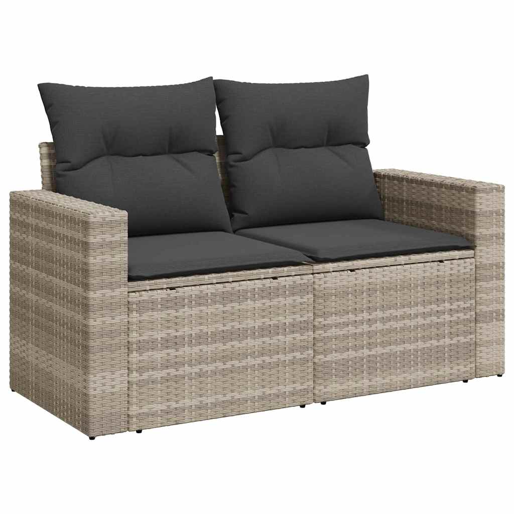 10-dijelni set vrtnih sofa poliratan s jastucima svijetlosivi
