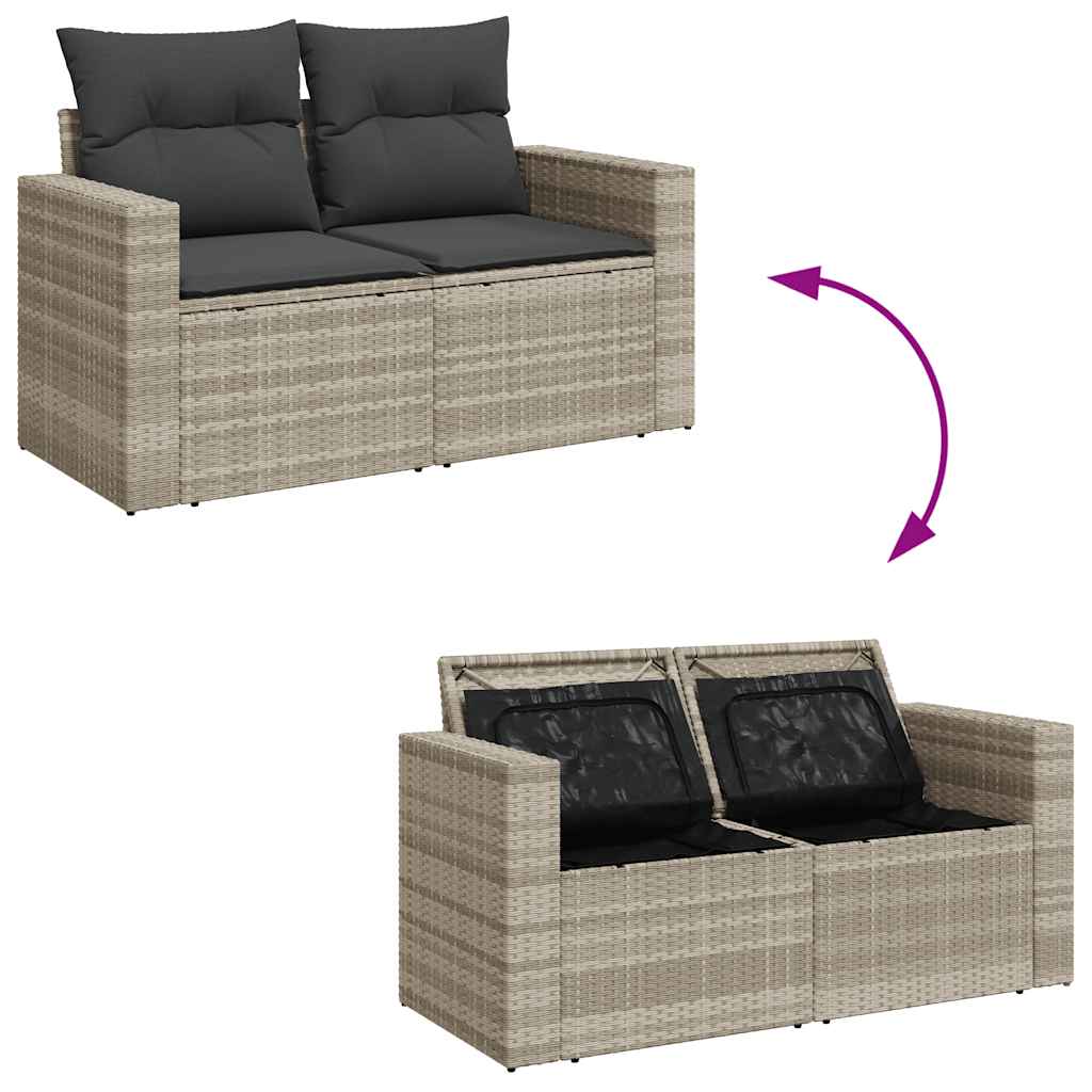 10-dijelni set vrtnih sofa poliratan s jastucima svijetlosivi