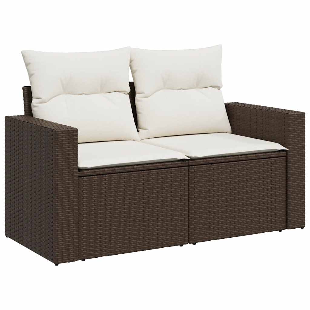 10-dijelni set vrtnih sofa od poliratana s jastucima smeđi