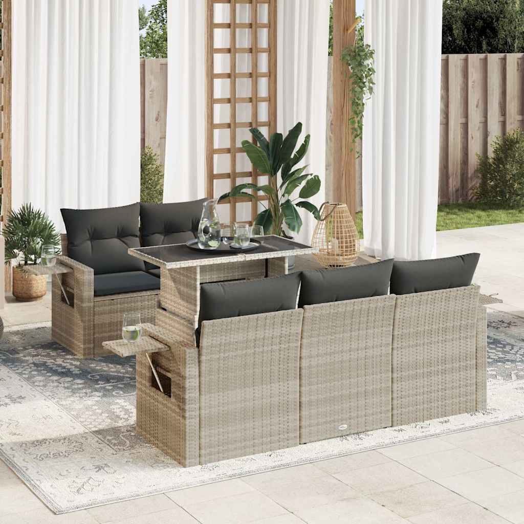 6-dijelni set vrtnih sofa od poliratana s jastucima svjetlosivi