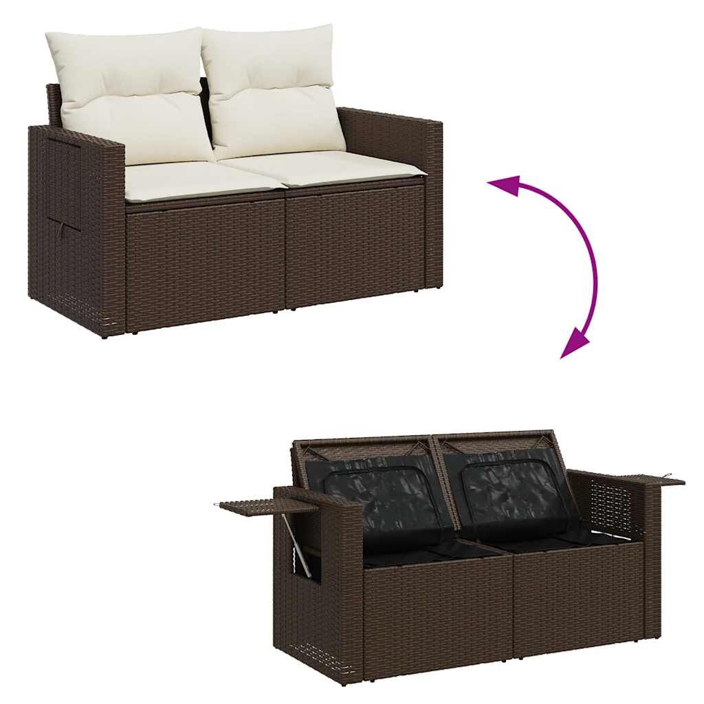 5-dijelni set vrtnih sofa s jastucima poliratan smeđi