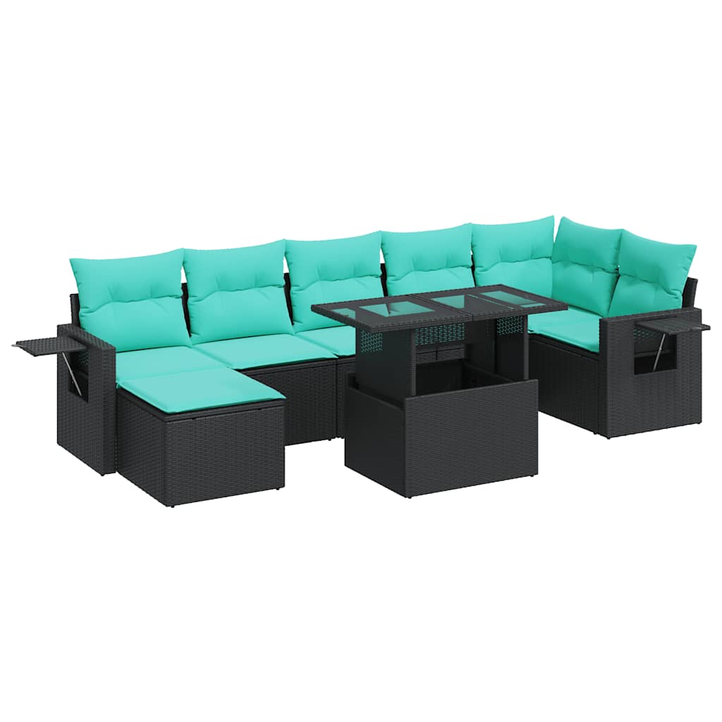 8-dijelni set vrtnih sofa od poliratana s jastucima crni bagrem