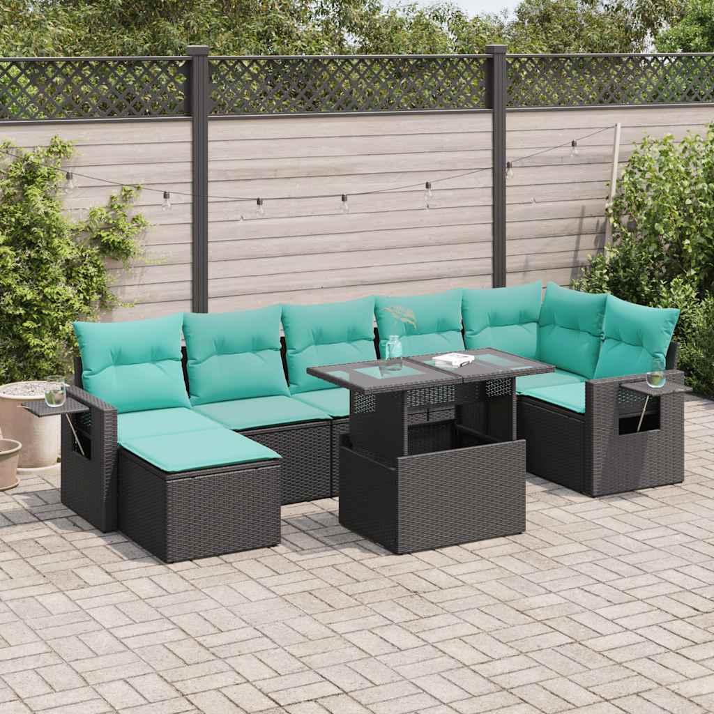 8-dijelni set vrtnih sofa od poliratana s jastucima crni bagrem