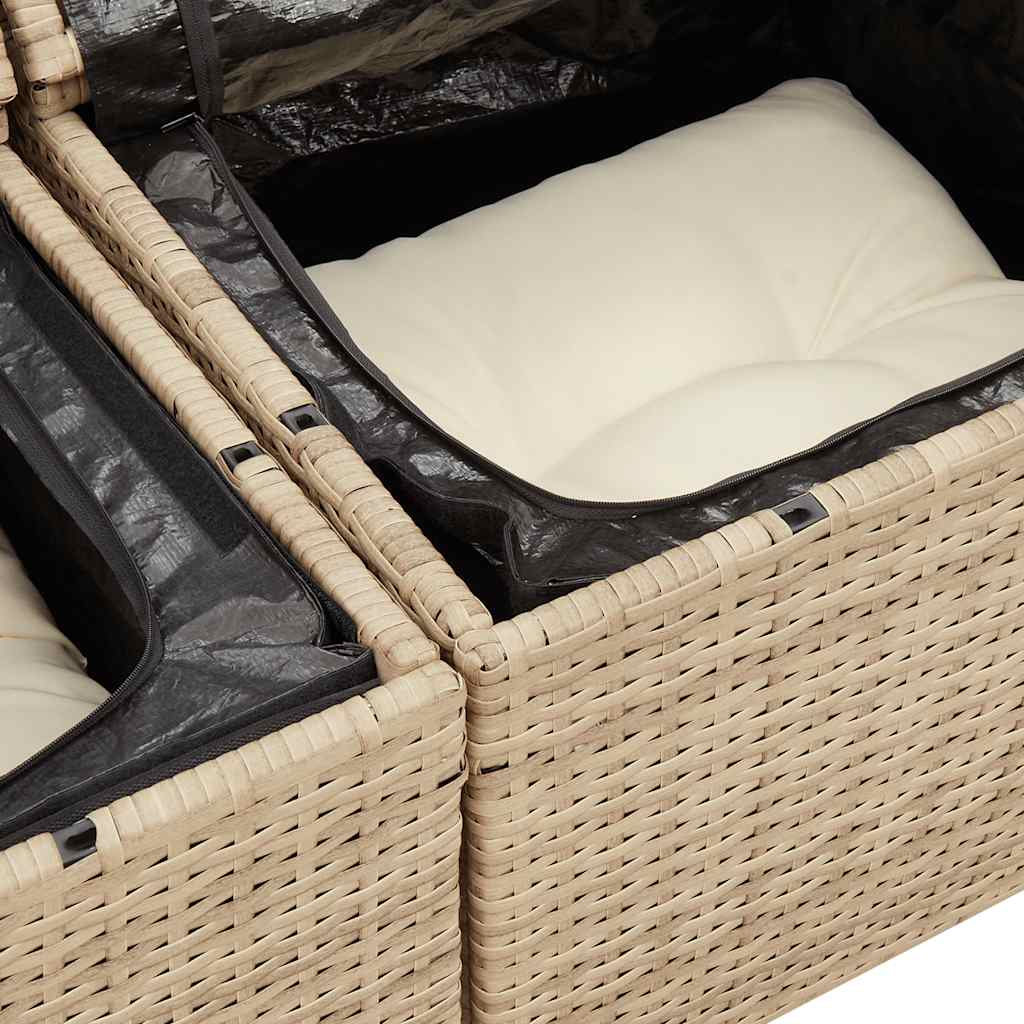 10-dijelni set vrtnih sofa s jastucima bež od poliratana