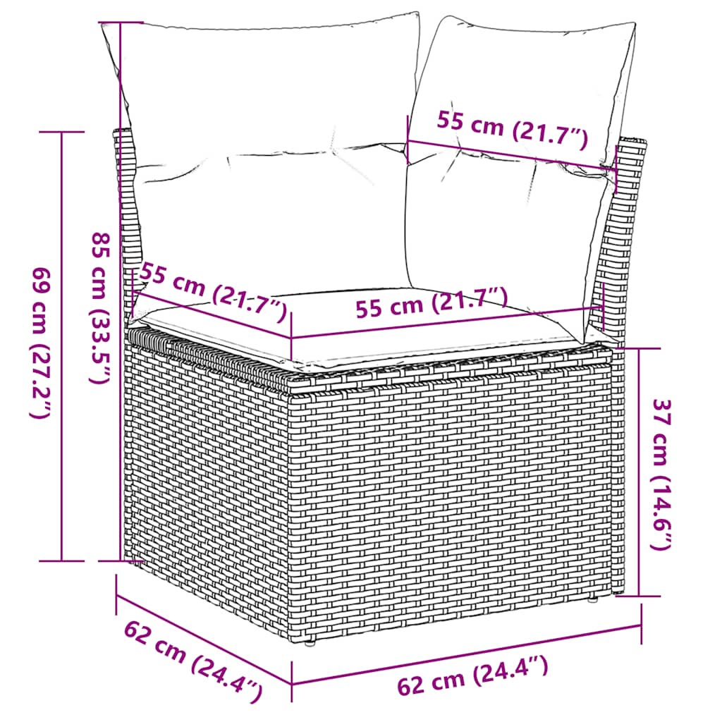 10-dijelni set vrtnih sofa poliratan s jastucima svijetlosivi