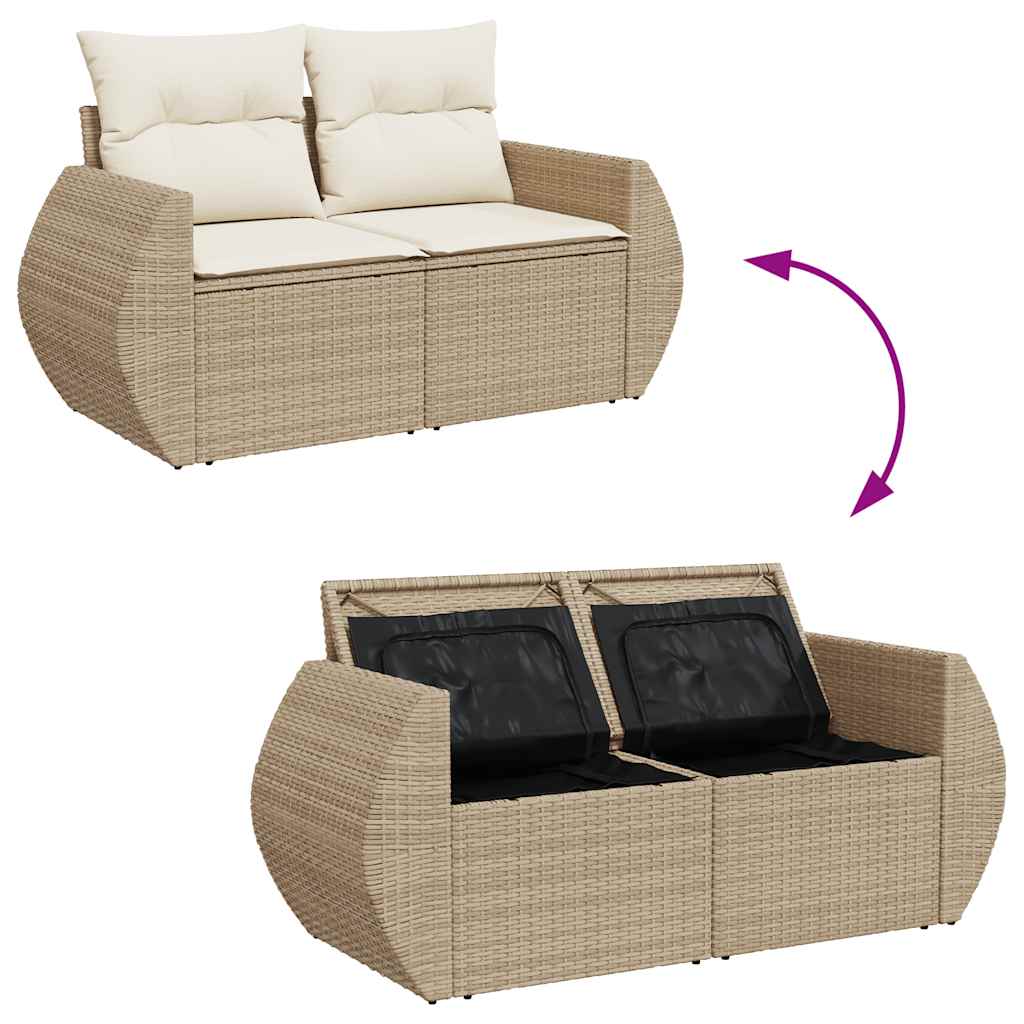 5-dijelni vrtni set sofa s jastucima bež od poliratana
