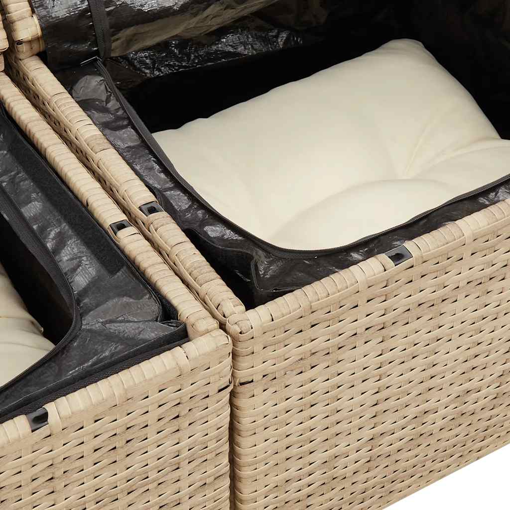 5-dijelni vrtni set sofa s jastucima bež od poliratana