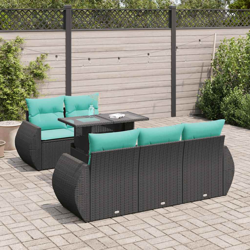 6-dijelni set vrtnih sofa s jastucima crni od poliratana bagrem