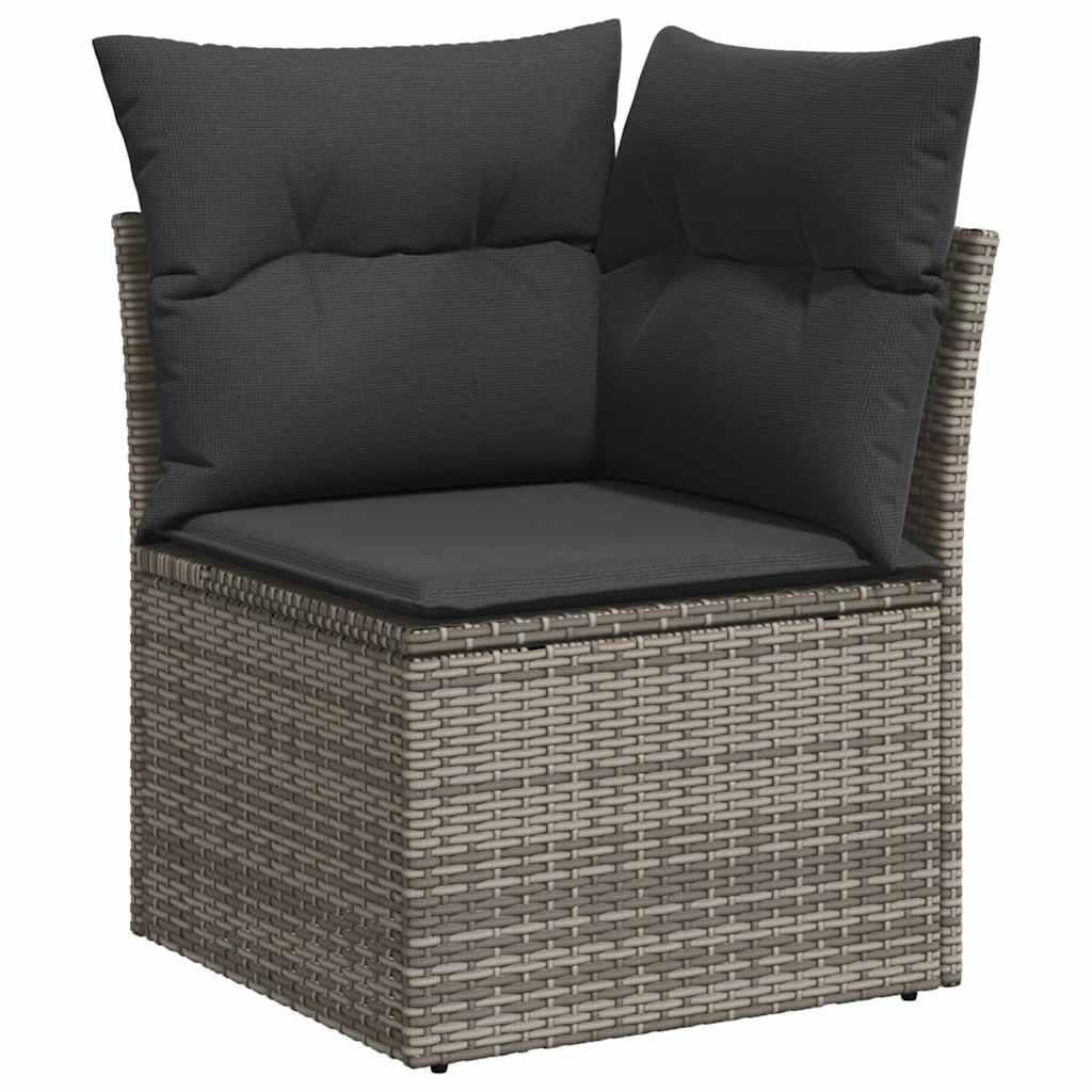 9-dijelni set vrtnih sofa od poliratana s jastucima sivi