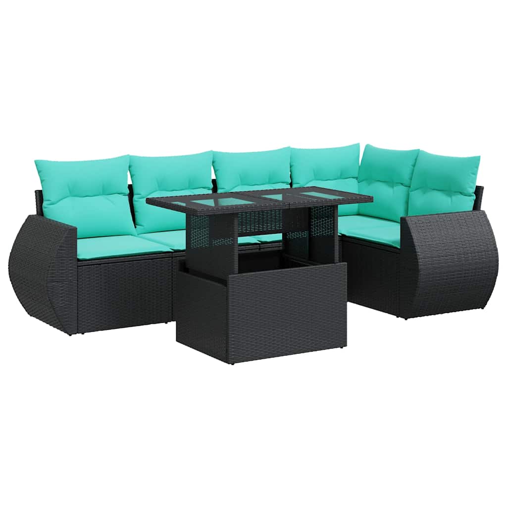 6-dijelni set vrtnih sofa s jastucima crni od poliratana bagrem