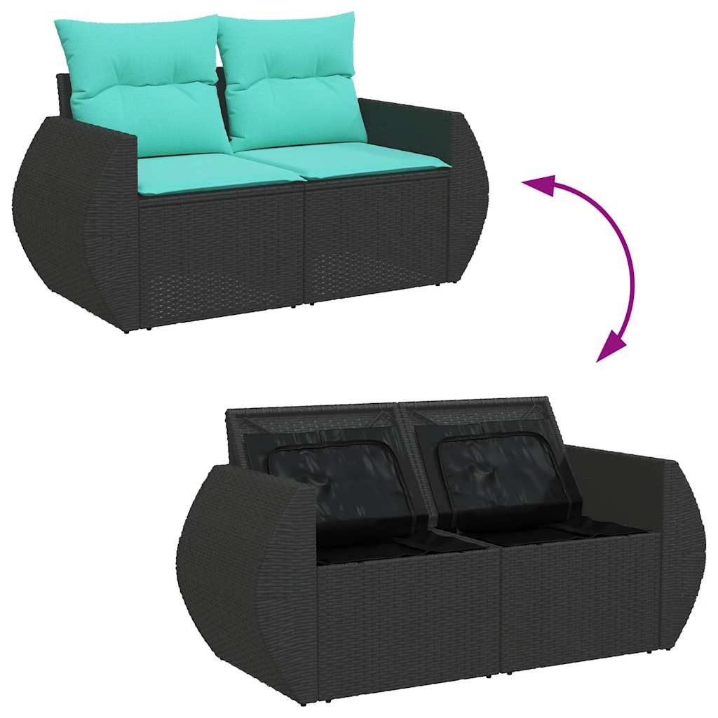 6-dijelni set vrtnih sofa s jastucima crni od poliratana bagrem