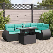 6-dijelni set vrtnih sofa s jastucima crni od poliratana bagrem