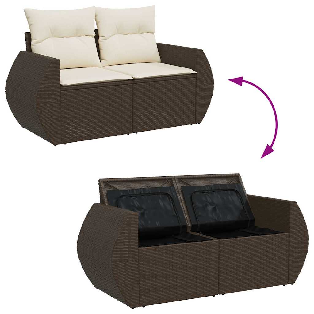 9-dijelni set vrtnih sofa s jastucima poliratan smeđi