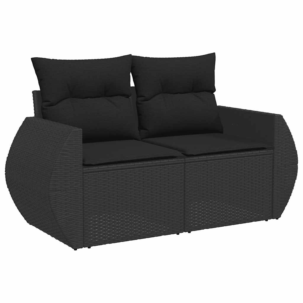 10-dijelni set vrtnih sofa s jastucima crni od poliratana