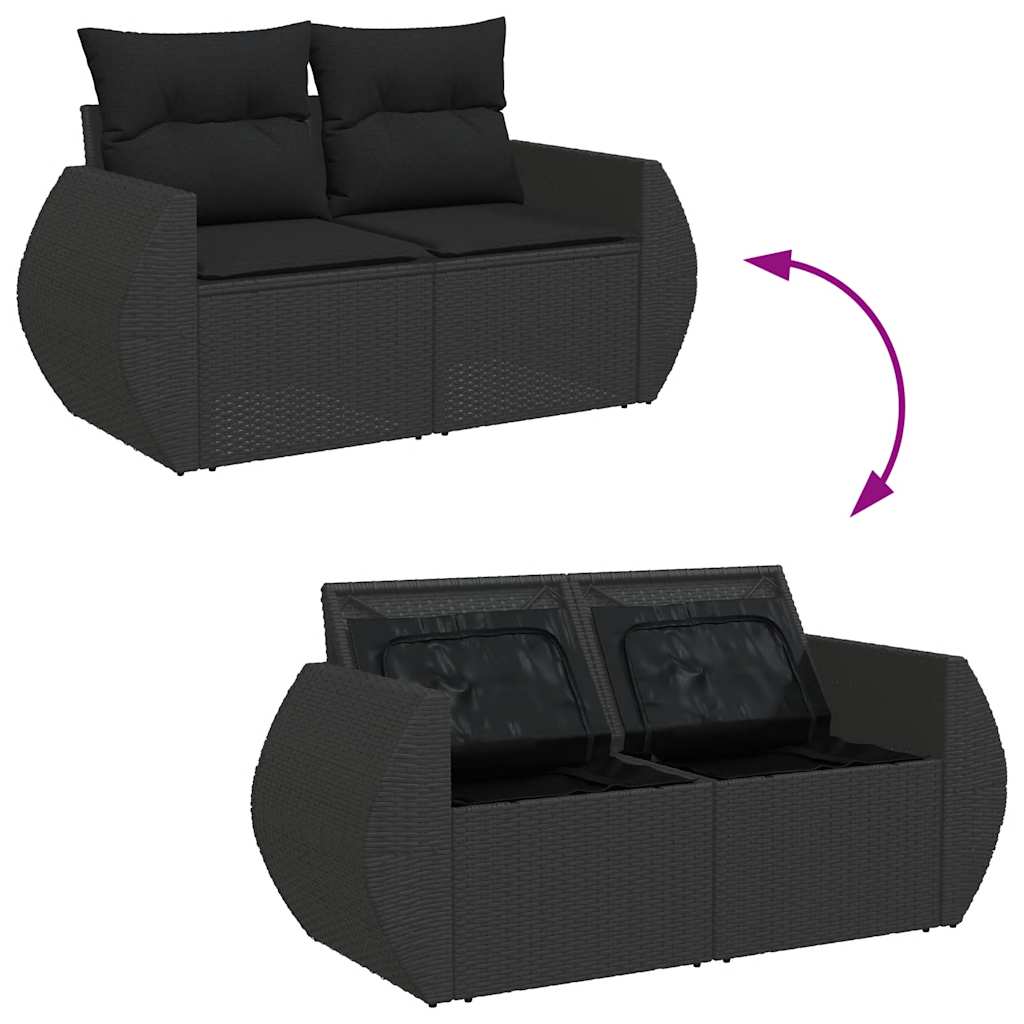 10-dijelni set vrtnih sofa s jastucima crni od poliratana