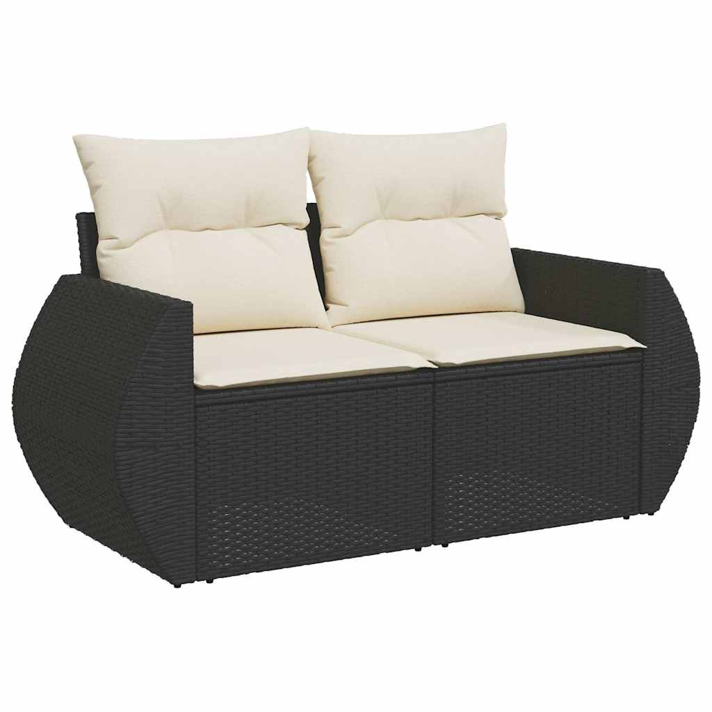 10-dijelni set vrtnih sofa s jastucima crni od poliratana