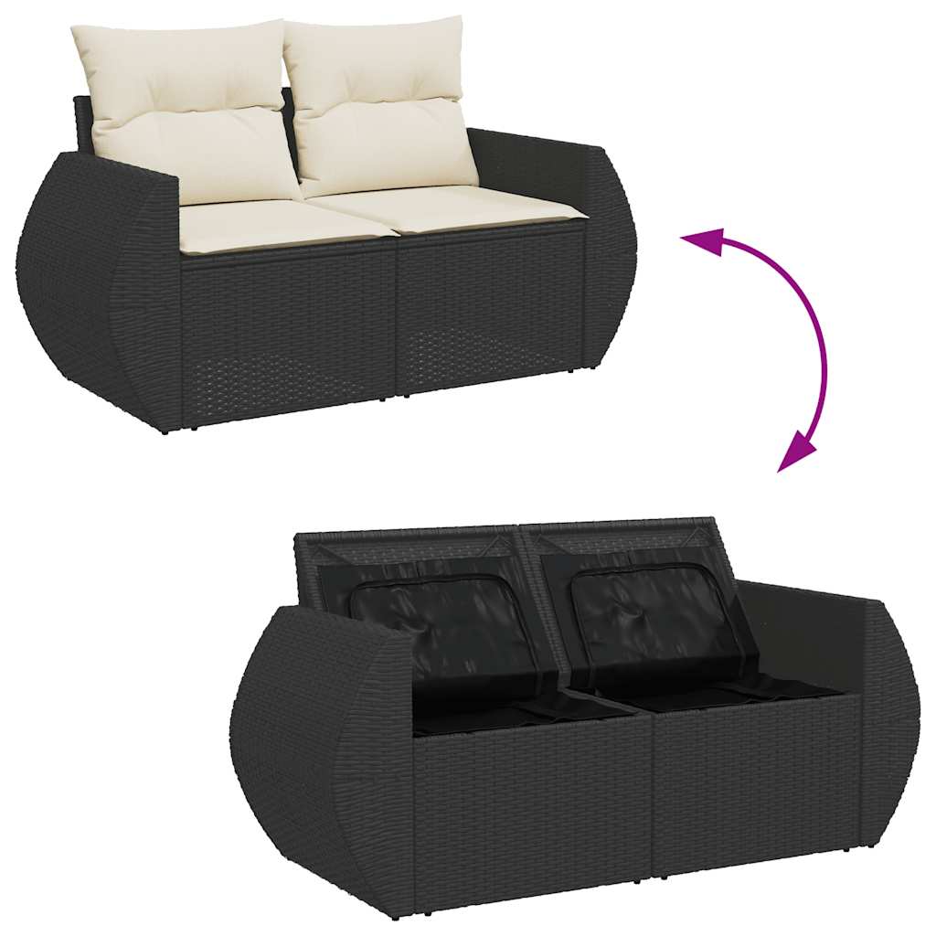 10-dijelni set vrtnih sofa s jastucima crni od poliratana