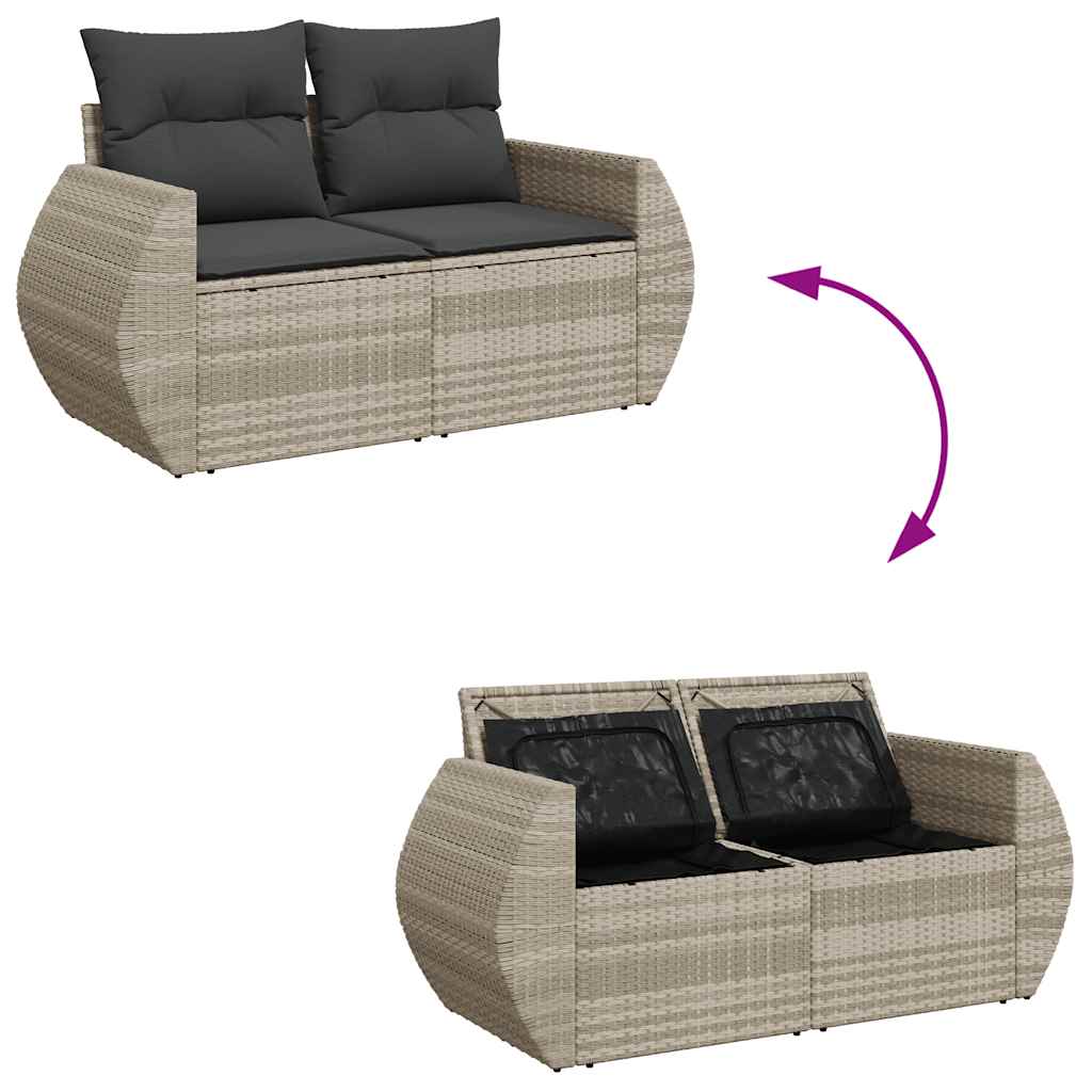 10-dijelni set vrtnih sofa poliratan s jastucima svijetlosivi