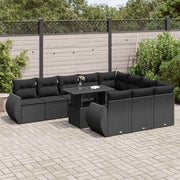 11-dijelni set vrtnih sofa od poliratana s jastucima crni