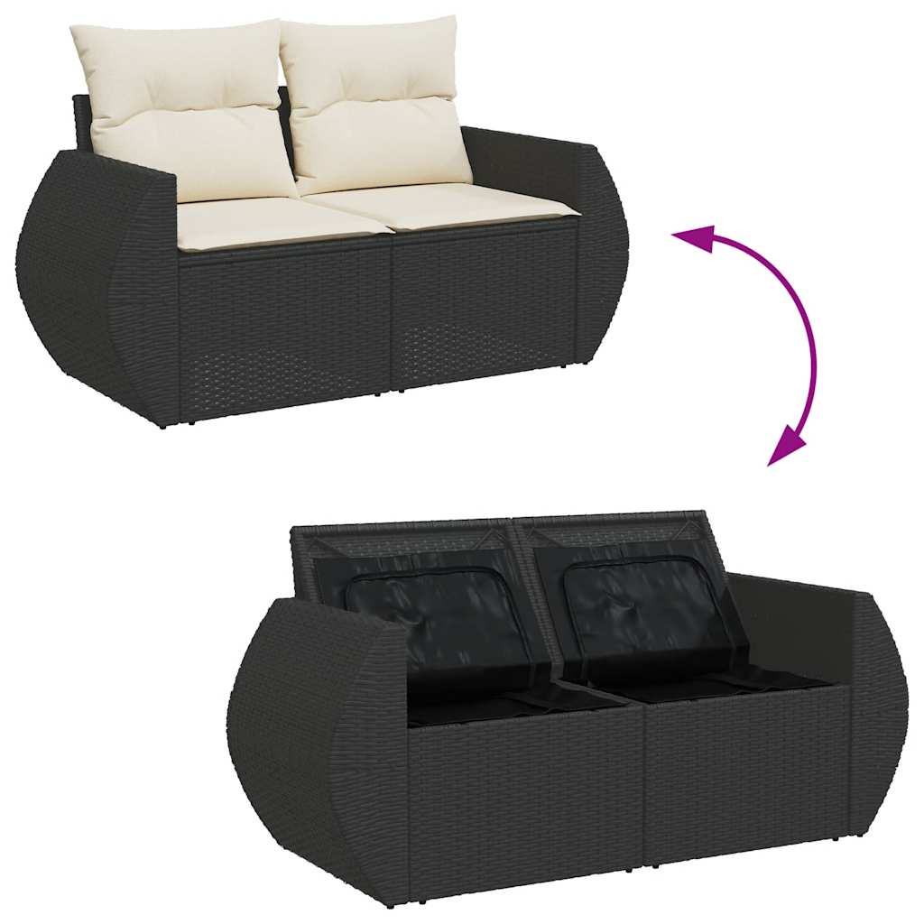 11-dijelni set vrtnih sofa od poliratana s jastucima crni