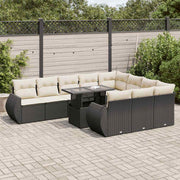 11-dijelni set vrtnih sofa od poliratana s jastucima crni