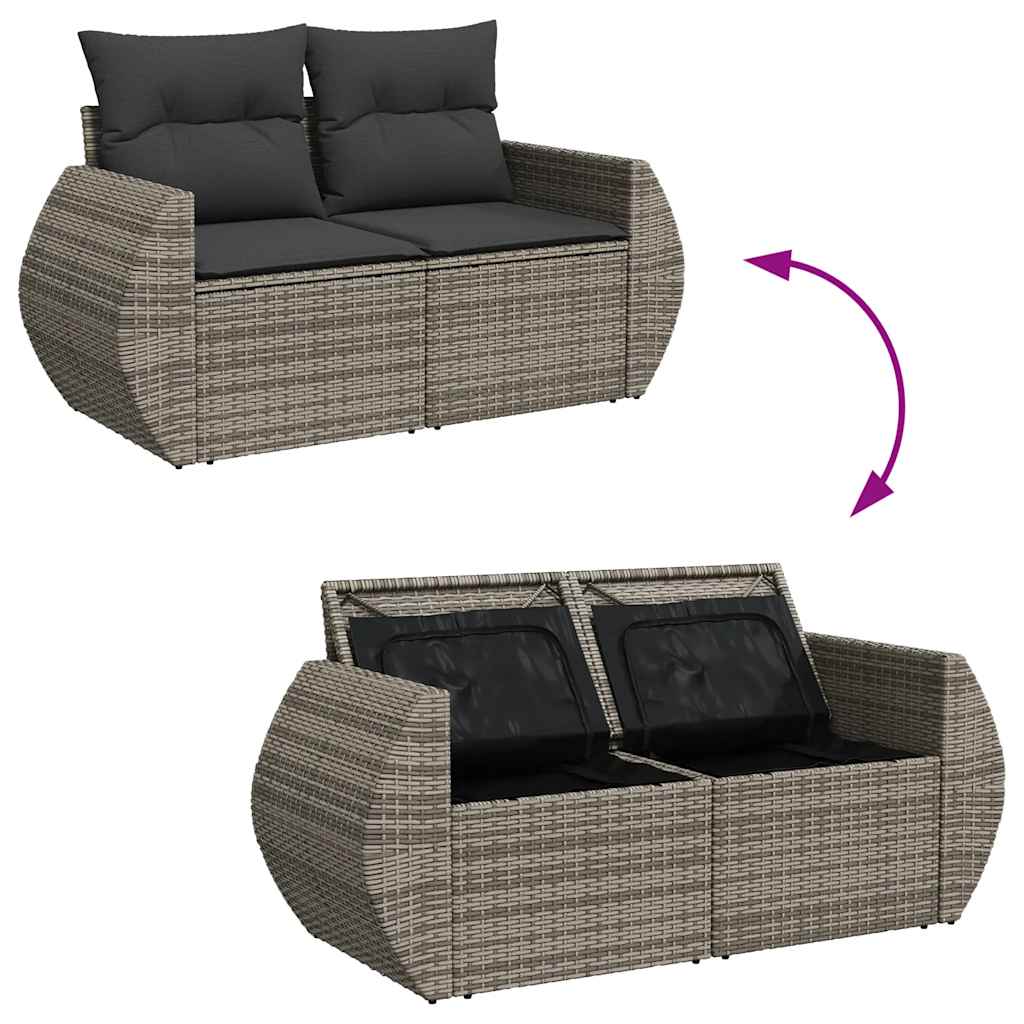 11-dijelni set vrtnih sofa od poliratana s jastucima sivi