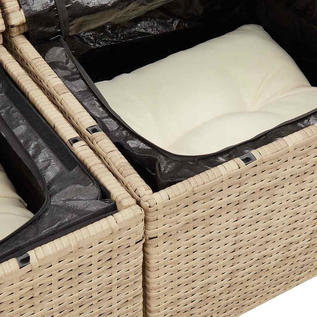 9-dijelni set vrtnih sofa s jastucima bež od poliratana