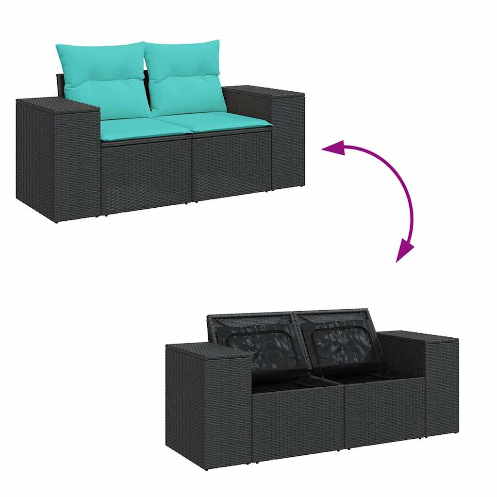 6-dijelni set vrtnih sofa s jastucima crni od poliratana bagrem