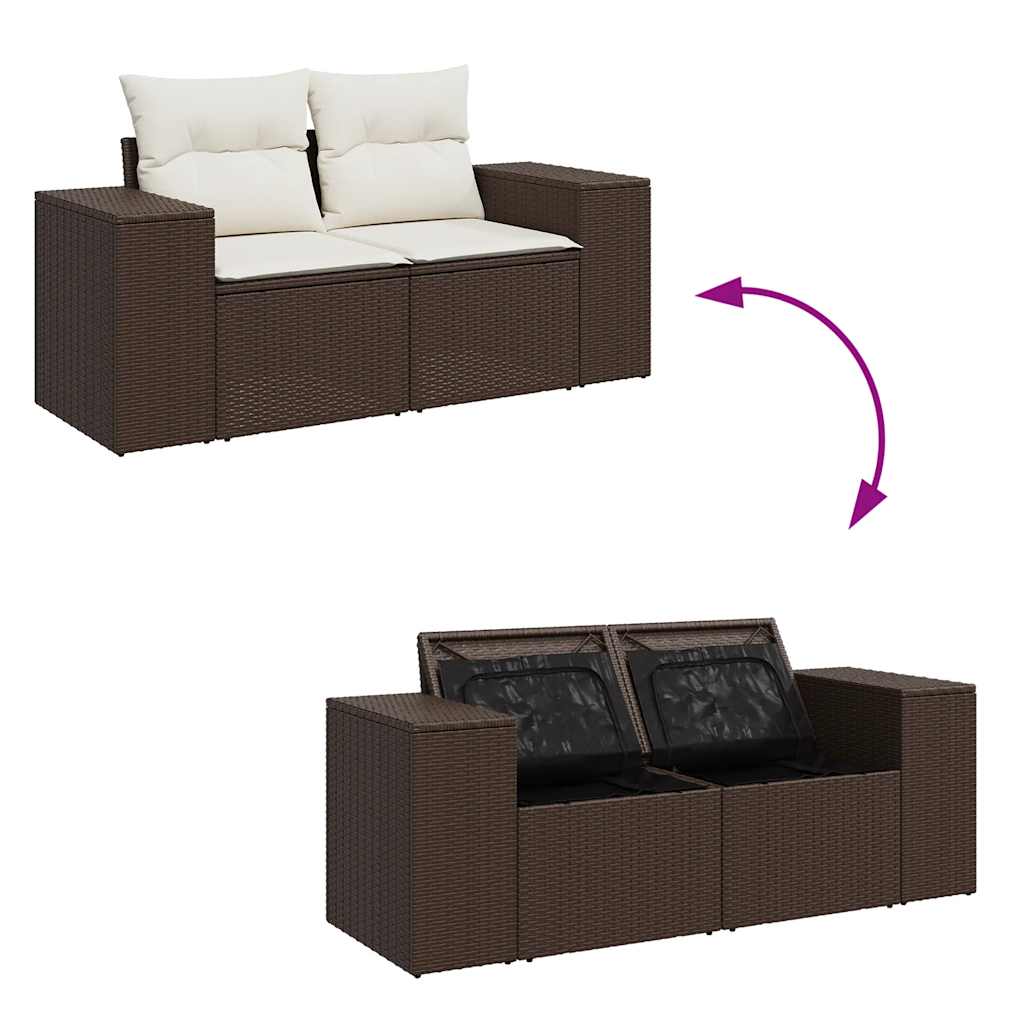 6-dijelni set vrtnih sofa od poliratana s jastucima smeđi