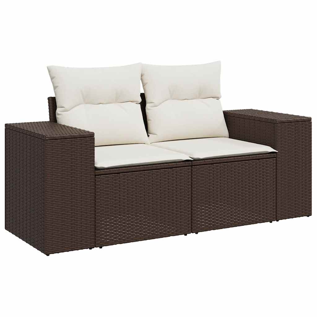 7-dijelni set vrtnih sofa od poliratana s jastucima smeđi