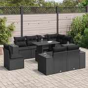 9-dijelni set vrtnih sofa s jastucima crni od poliratana