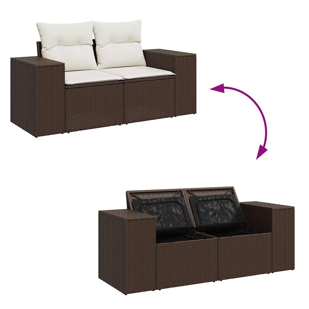 9-dijelni set vrtnih sofa s jastucima poliratan smeđi