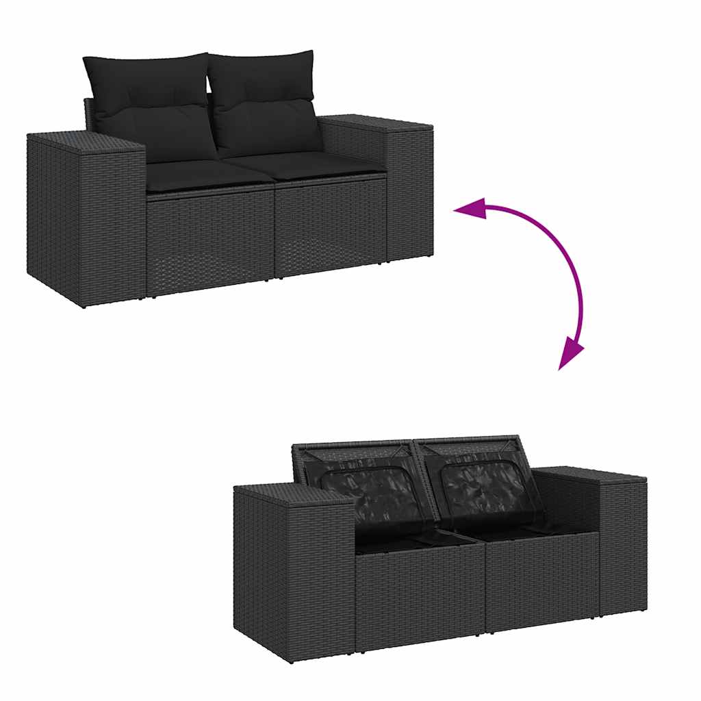 9-dijelni set vrtnih sofa s jastucima crni od poliratana