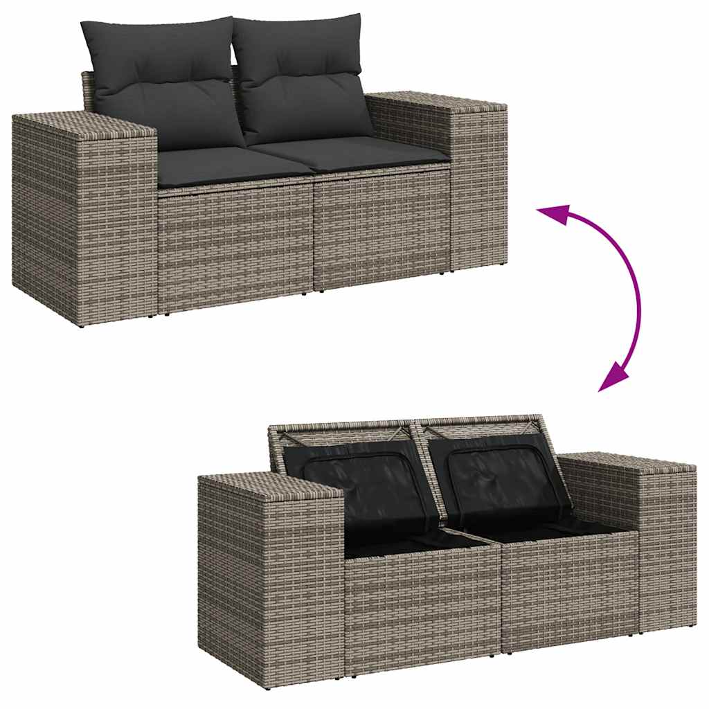 10-dijelni set vrtnih sofa od poliratana s jastucima sivi