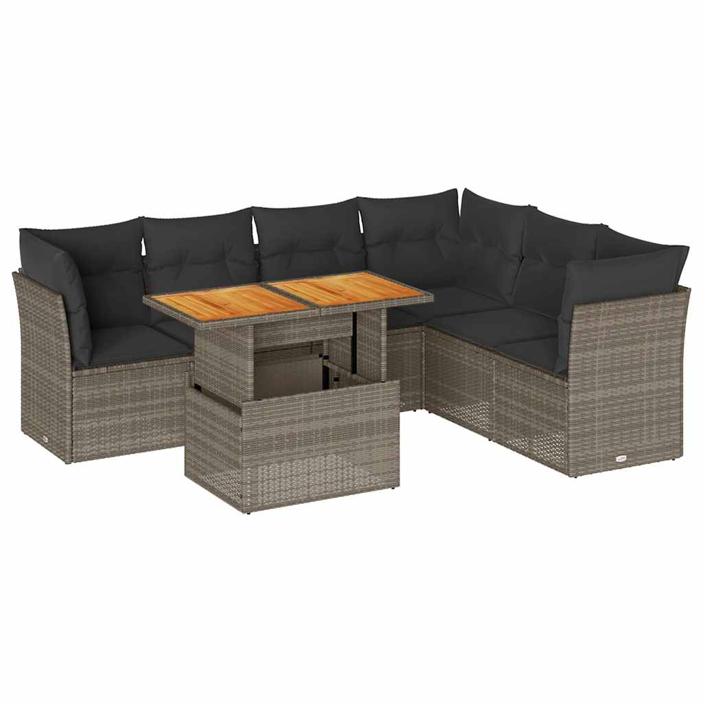 7-dijelni set vrtnih sofa sivi od poliratana