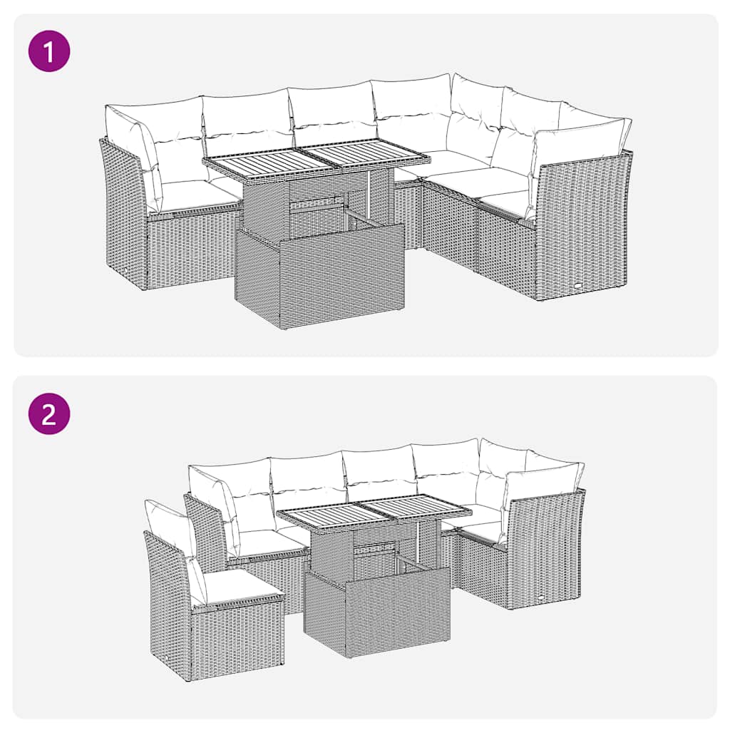 7-dijelni set vrtnih sofa sivi od poliratana