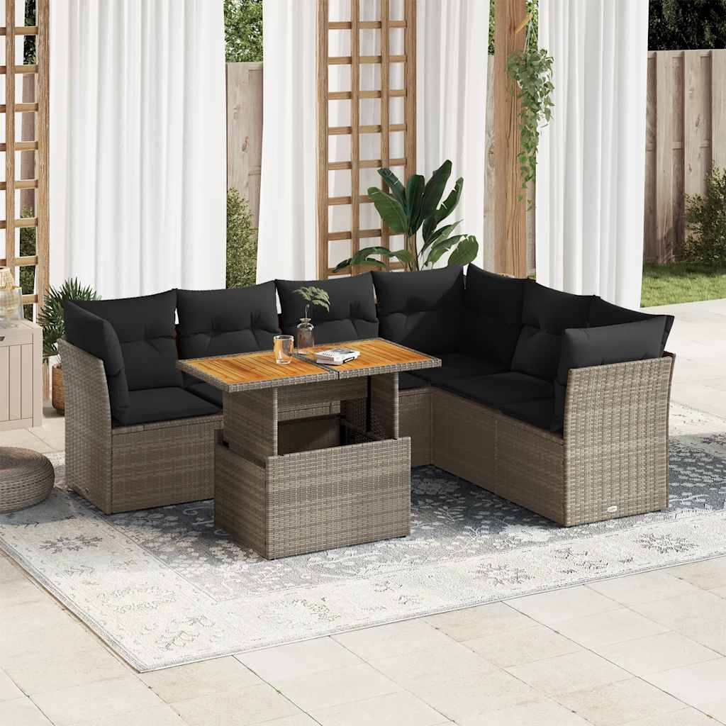 7-dijelni set vrtnih sofa sivi od poliratana
