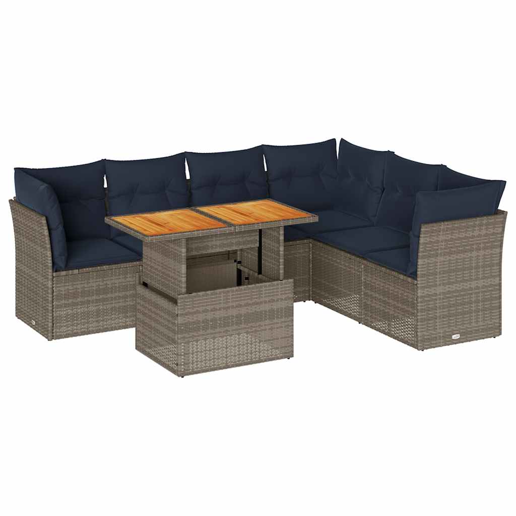 7-dijelni set vrtnih sofa sivi od poliratana