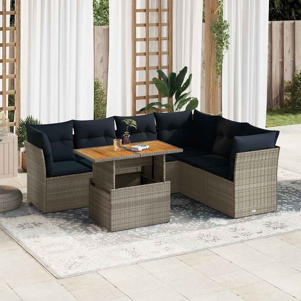 7-dijelni set vrtnih sofa sivi od poliratana