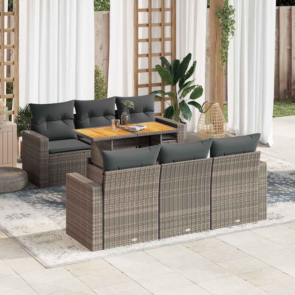 7-dijelni set vrtnih sofa sivi od poliratana