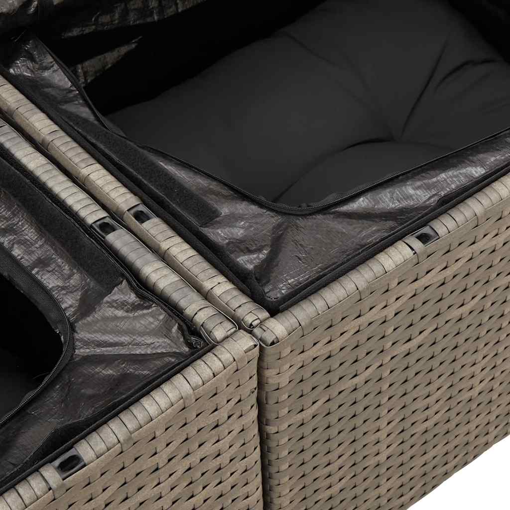 6-dijelni set vrtnih sofa od poliratana s jastucima sivi