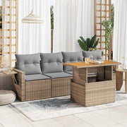 5-dijelni vrtni set sofa s jastucima bež od poliratana