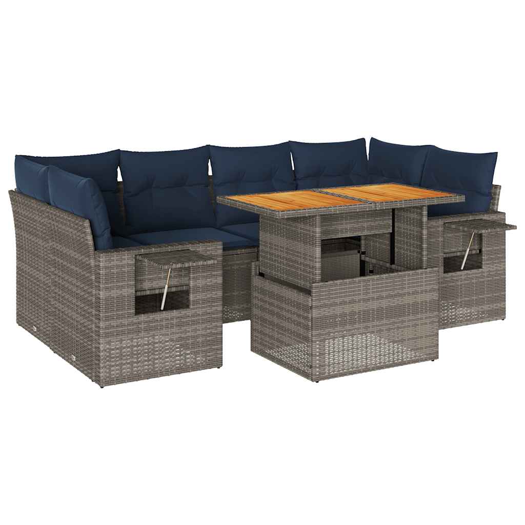 7-dijelni set vrtnih sofa sivi od poliratana