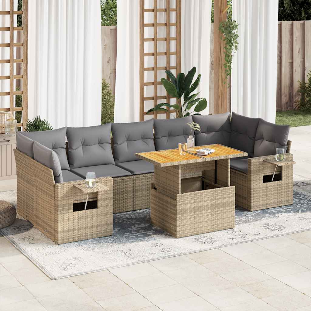8-dijelni set vrtnih sofa od poliratana s jastucima bež