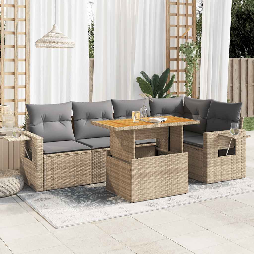 6-dijelni set vrtnih sofa s jastucima od poliratana