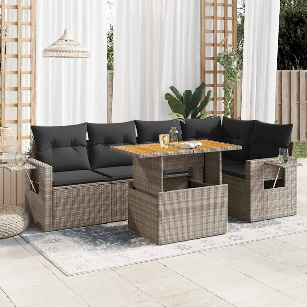 6-dijelni set vrtnih sofa s jastucima od poliratana